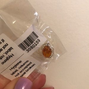 Drop down silver amber earrings